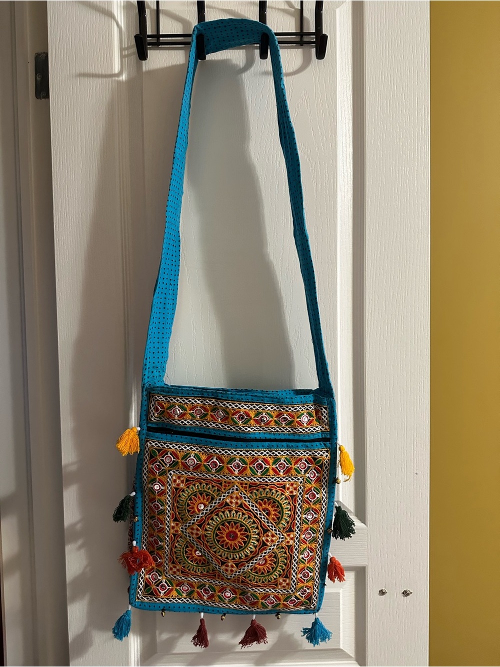 Handcrafted Turquoise Embroidered Crossbody Bag